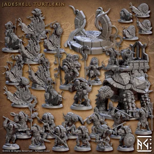Artisan Guild Miniature D&D/wargames Jadeshell Turtlekin in resina 3d print - Foto 1 di 31