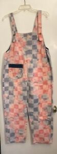 Urban Outfitters BDG Ryan Multi Colored Checkered Roomy Denim Overalls NEW S-P