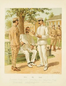 Druck von 1908 - "Offiziere & Einberufene Männer, Sommeruniform" - Bild 1 von 1