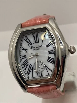 Reloj Precision By Verde Banda Rosa Damas Moda con Batería Nueva Foto 1 de 4