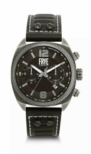 Frye Men's Chronograph Black Leather Band Stainless Steel Watch 37FR00008-02 NEW