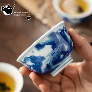 Ceramic Tea Cup Blue White Hand Cup Hand Painted Antique Porcelain Tea Bowl - Picture 1 of 5