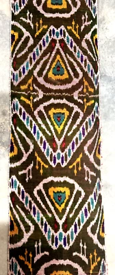 3.2 Yard HANDMADE UZBEK SILK IKAT ALO BAKHMAL VELVT FABRIC # 7948 - Image 1 of 3