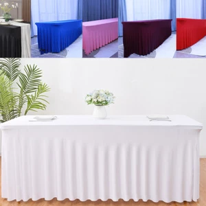 Polyester Elastic Table Wedding Banquet Hotel Conference Cold Dining Table Dress - Picture 1 of 18