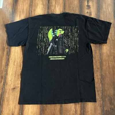 Vintage Netscape T-Shirt Size Medium Black Internet Browser Matrix Theme - Image 1 of 4
