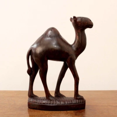 Статуя верблюда антикварная деревянная скульптура винтажный домашний офис декор интерьера редкая - Изображение 1 из 4