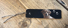 Handmade fabric covered wooden bookmark Dog  pattern