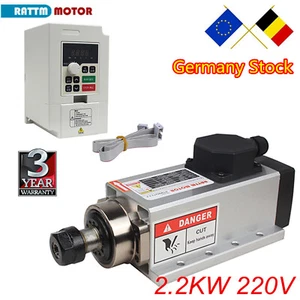 【DE】 2.2KW ER20 Air Cooled Spindle Motor Fräsmotor 400HZ+2.2KW 220V Inverter VFD - Bild 1 von 16