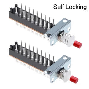 2 Pack Self-Locking Push Button Switch 6PDT 6 Pole 18 Pin 1 Position - Picture 1 of 4