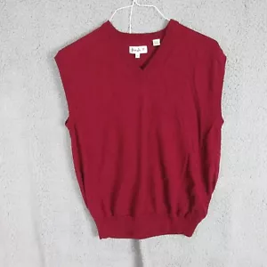 Vintage Pringle of Scotland Sweatshirt Men Medium Red Merino Wool Vest - Picture 1 of 9