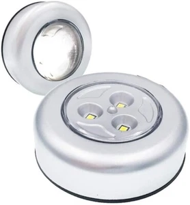 4 LED Touch Push On Off Light Self Stick On Click Battery Button Light - Picture 1 of 8