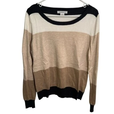 Suéter Liz Claiborne Para Mujer Talla Grande Cuello Redondo Beige Blanco Tostado Gris Oscuro Foto 1 de 4