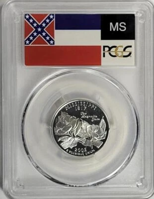 2002-S Silver Washington Quarter - Mississippi - PCGS PR69DCAM - Flag Series - Image 1 of 2