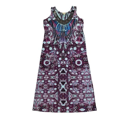 NWT Live & Let Live Dress Womens 2X Purple Tie Dye Stretch Beaded Neckline Art - Image 1 of 4