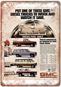 Vintage Auto Ad 1983 GMC Diesel Trucks Reproduction Metal Sign A2279 - Picture 1 of 2