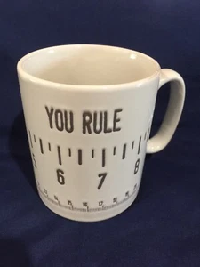 You Rule Off White Grey Lineal Messen Maß 10 Unzen Kaffeebecher - Bild 1 von 6