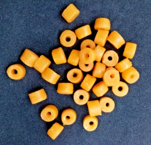 40 African recycled glass tube beads, golden yellow, approx 8mm - Picture 1 of 4