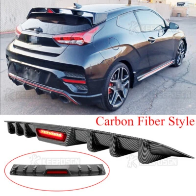 Difusor trasero de aleta de tiburón parachoques labio con luces LED para Hyundai Veloster Foto 1 de 4