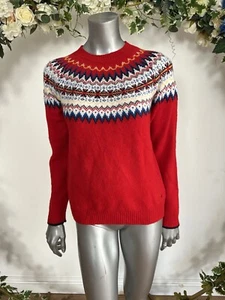JOULES Andrea Jumper Women's Red Fair Isle Top Size 8 10 16 18 & 20 Wool Mix NEW - Picture 1 of 24