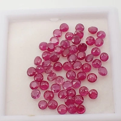 Natural 0.15ct Round 3mm Faceted Dark Red-Pinkish Ruby Loose Gemstone, Qty 1 - Image 1 of 4