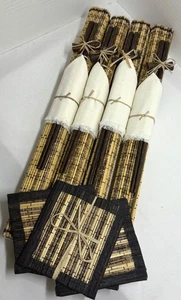 4 NEW Hand-Woven Bamboo Placemats w/ Chopsticks, Napkins & Coasters Thailand - Picture 1 of 7