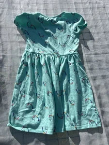 Cat and Jack teal dress with unicorns girls s 6-6x - Picture 1 of 3