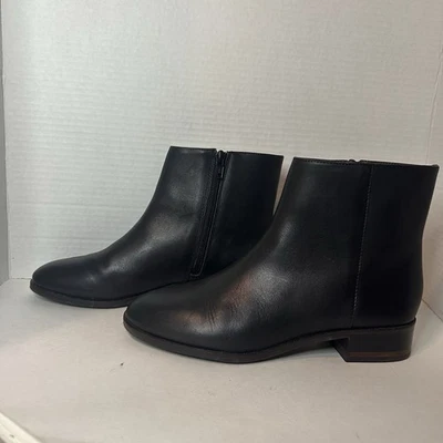 Botas de tornozelo de couro preto tamanho 7 clássico Talbots sapato com zíper - Imagem 1 de 4
