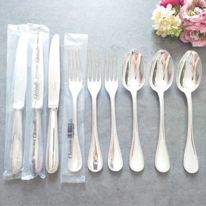 Christofle Perles 9pcs Flatware Silverplate Table Knife Fork Spoon Excellent - Picture 1 of 24