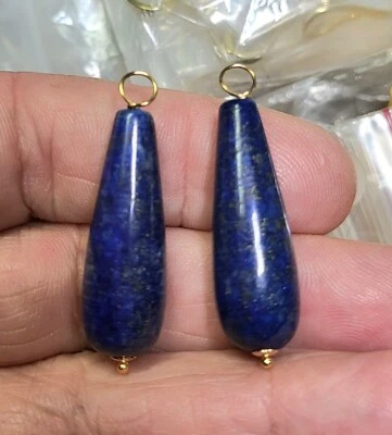 30mm Lapis INTERCHANGEABLE Earring Charms Rose, YG Filled or Solid Sterling - Image 1 of 4