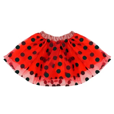 Falda Forrada Tutú Tul Lunares Roja Negra - Niña Ladybug Disfraz Vestido de Cumpleaños Foto 1 de 3