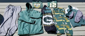 Green Bay Packers NFL Set of 8: Sizes L, XL & 2XL: T-Shirts, Pants, PJs, Jacket - Picture 1 of 21