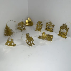 Danbury Mint 23K Gold Plated Christmas Ornament 9 Piece Lot Vintage 80’s Detail - Picture 1 of 9