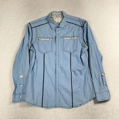 Marc Ecko Men's Pearl Snap Dress Shirt Button Down Size Large Cut & Sew Western - Image 1 of 4