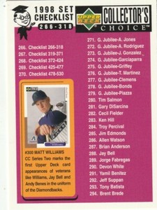 FREE SHIPPING-MINT-1998 Upper Deck Collector's Choice Checklist #266