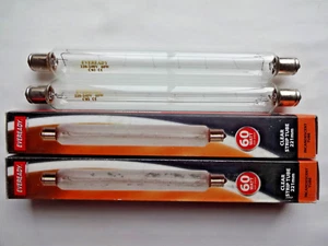 2x 60w 221mm Clear Tubular Lamps S15 Incandescent Filament Tube Strip Light Bulb - Picture 1 of 11