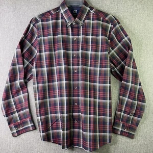 Cutter & Buck Mens L Shirt Long Sleeve Button Tartan Plaid Pocket Cotton MS6 - Picture 1 of 11