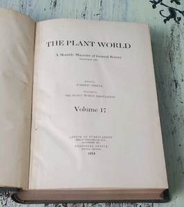 The Plant World Volume 17 (1914) Hardback, A Monthly Magazine of General Botany - Picture 1 of 4