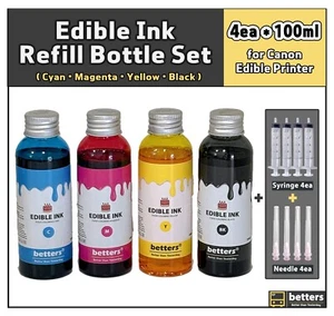 Betters® Edible Ink Refill sets for Canon Edible Printer: 4 Bottles w/ tools - Picture 1 of 6