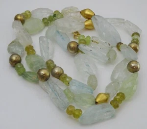 Aquamarine , Prenhite and 18 karat Gold Wax Beads - Picture 1 of 4