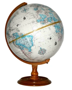 Vintage Replogle World Classic 12 inch Globe Hard Wood Base Made in USA Raised - Picture 1 of 9