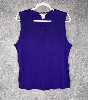 Top sin mangas Liz Claiborne para mujer talla XL púrpura detalle de encaje cuello redondo Foto 1 de 4
