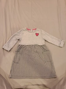 Pre-Owned Healthtex Gray With Black And White Stripe Dress Girls Size 5T - Picture 1 of 3