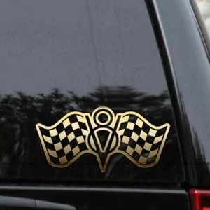 V8 Checkered Flag Vinyl Decal – Vintage Ford Engine Sticker - Picture 1 of 2