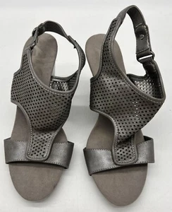 Anne Klein Sport Women's Casual Pewter Wedge Sandal Sling Back Size 7.5 M Gray - Picture 1 of 11