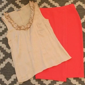 TU ORANGE BODYCON SKIRT & PER UNA LIGHT GOLD SLEEVELESS TOP - BOTH SIZE 12 - Picture 1 of 13