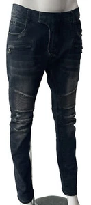 Genuine Balmain S4HT500B406V Stone Wash Black Denim Jeans Size W32 L32 VGC - Picture 1 of 13