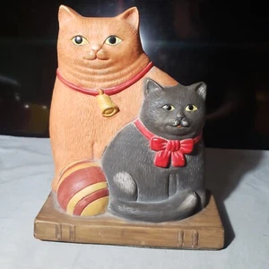 Vintage Dept. 56 Cats on a Book Display Collectible Black Orange Bell Ball 1984 - Picture 1 of 11