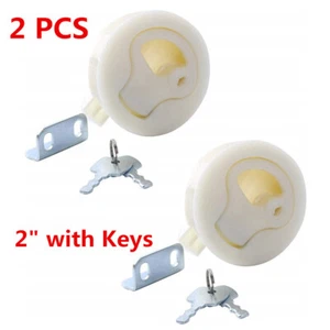 2" Plastic White Marine Boat Deck Hatch Flush Pull Slam Latches W/Key US 1 Pair - Picture 1 of 11