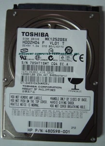 Toshiba 120GB SATA 2.5" MK1252GSX HDD2H04 9.5MM Hard Drive Tested Good - Picture 1 of 1