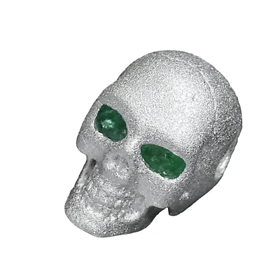 925 Silber mattiert Totenkopf Anhänger Smaragd Augen Biker Memento mori 03 - Bild 1 von 4